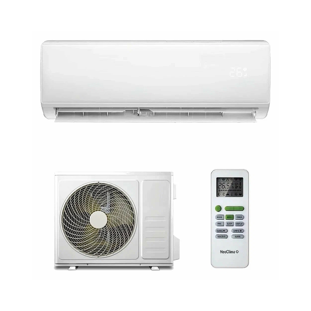 Cплит-система настенного типа Neoclima Pro-Health NS/NU-HAP09T32 9000 BTU, 25 м², 27/38 дБ, охлаждение, обогрев, осушение, белый