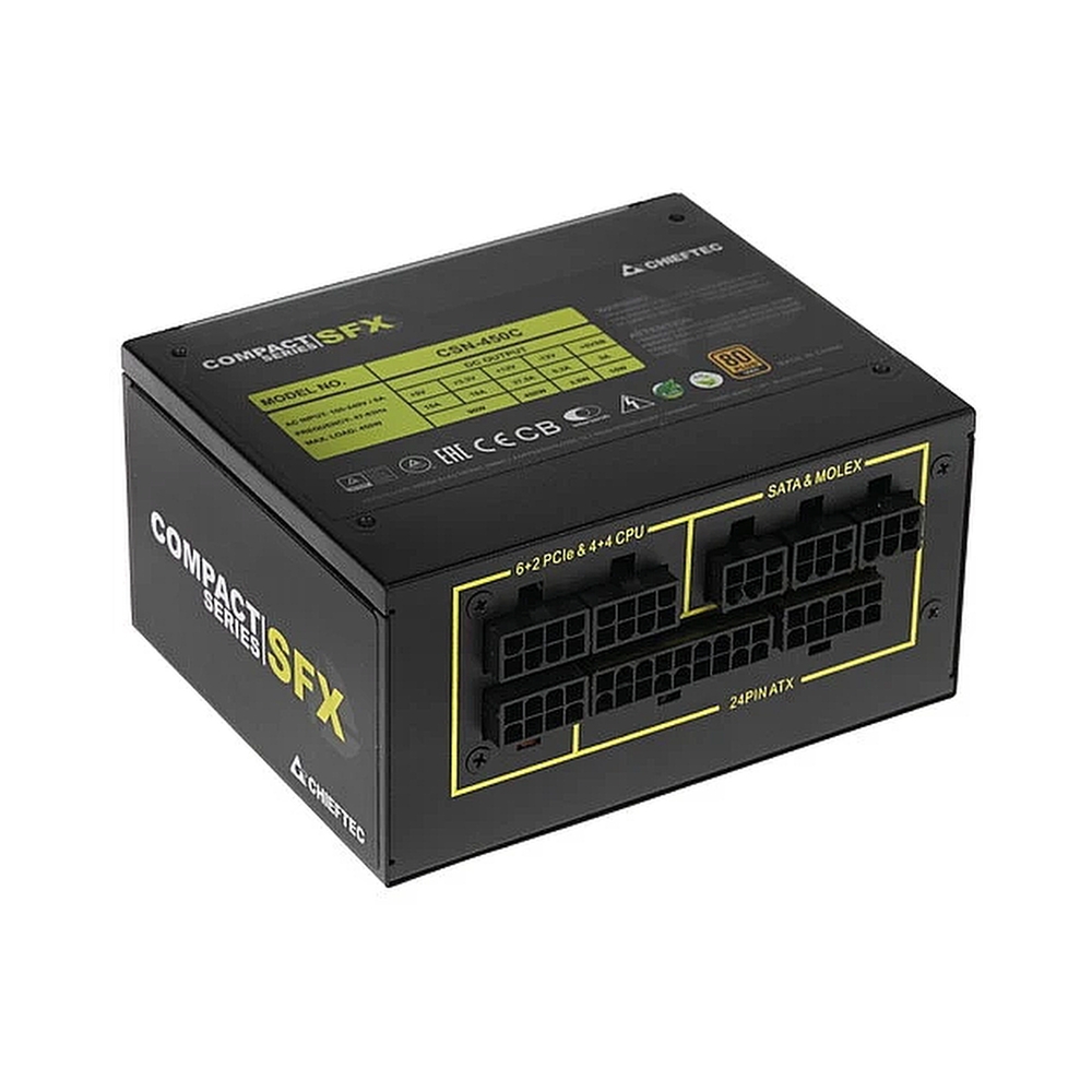 Блок питания Chieftec Compact CSN-450C (ATX 2.3, 450W, SFX, Active PFC, 80mm fan, 80 PLUS GOLD, Full Cable Management) Retail