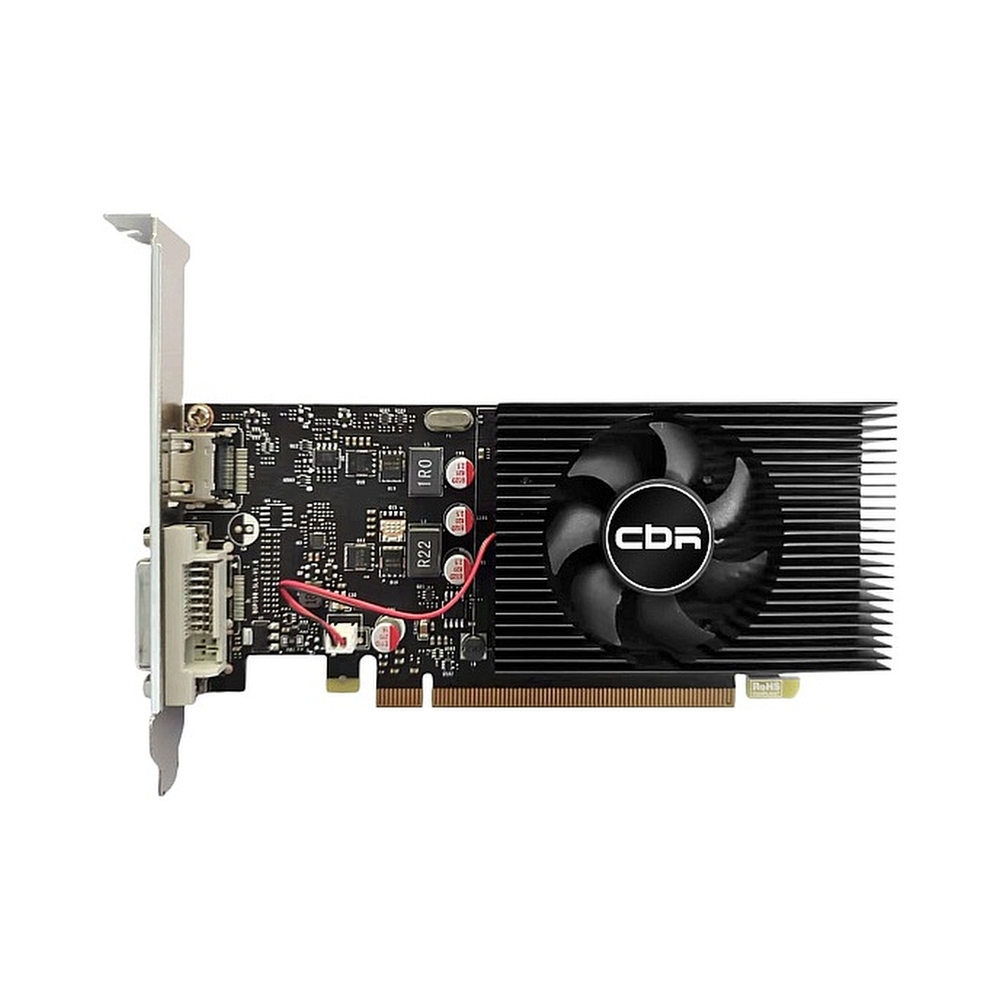 Видеокарта CBR GT1030 2Gb GDDR5, 64bit, 1228-1468Mhz, 1*HDMI + 1*DVI, 30W, Ret [VGA-STX1030-2G-RTL]