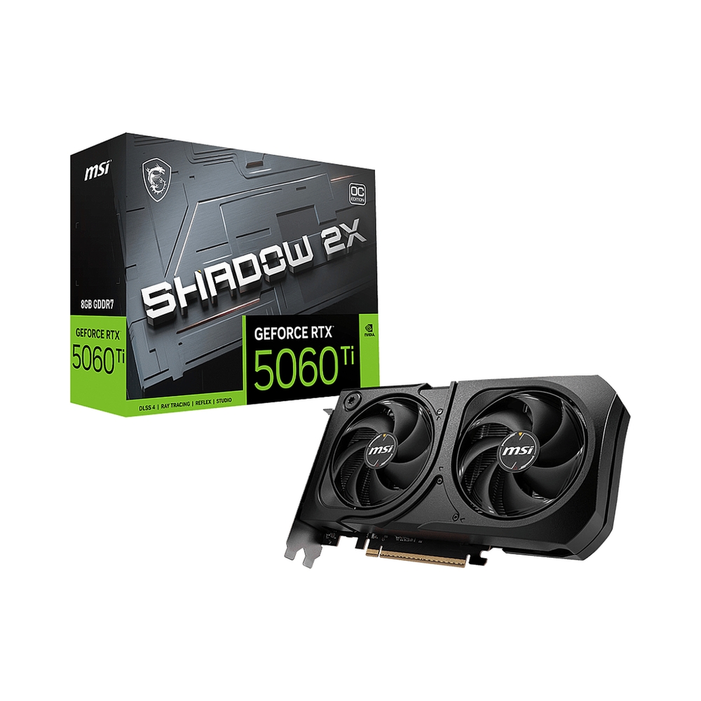 Видеокарта MSI GeForce RTX 5060 Ti SHADOW 2X OC PLUS [RTX 5060 Ti 8G SHADOW 2X OC PLUS]