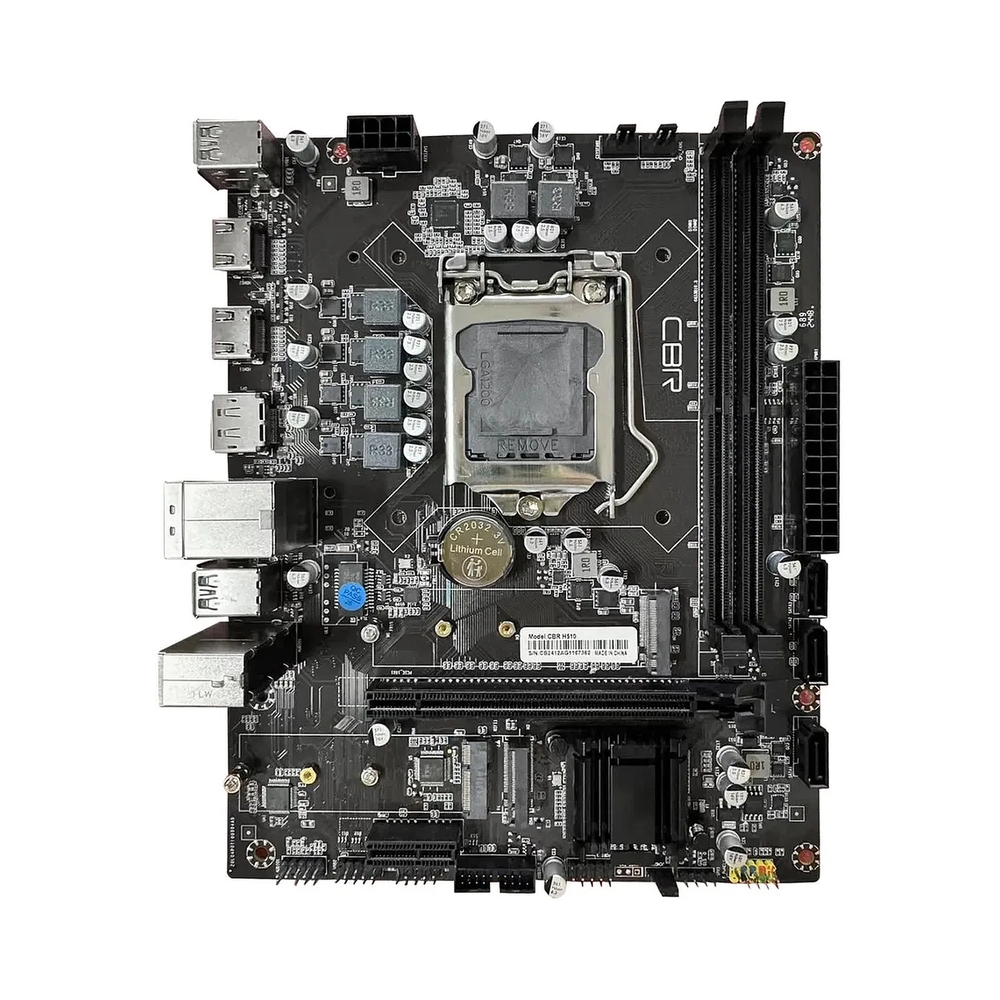 Материнская плата CBR H510, LGA 1200, Intel H470, 2xDDR4, 3xSATA, 1xM.2, 1xPCIe x16, 1xPCIe x1, 2xHDMI, 1xDP, 1x1Gb LAN, 2xUSB 2.0, 4xUSB 3.0, 5.1, mATX
