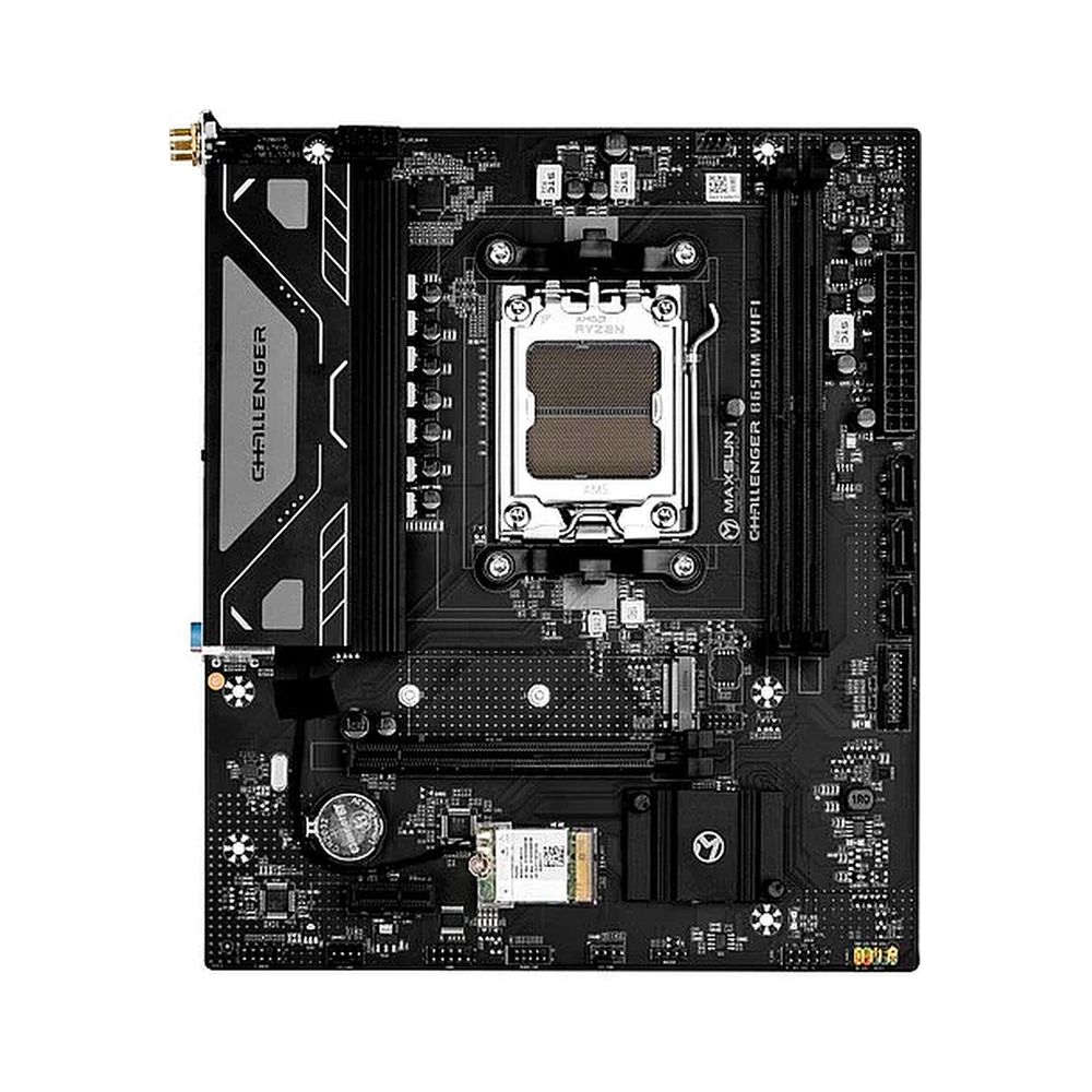 Материнская плата MAXSUN MS-Challenger B650M WIFI, AM5, B650, 2*DDR5, 3*SATA3, M.2, 4*USB 3.2, 2*USB 2.0, 1*PCIEx16, 1*PCIEx1, DP+HDMI, mATX