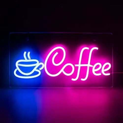 Неоновый светильник [Кружка Coffee]: Сине-розовая