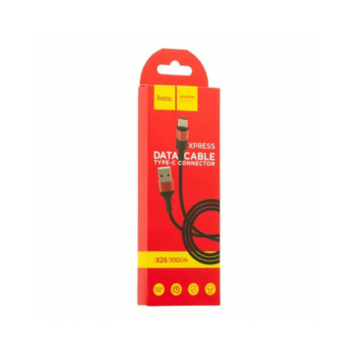 Кабель USB Type-C/ HOCO HC-80251 X26/ 1m/ 2A/ Нейлон/ Black&Red