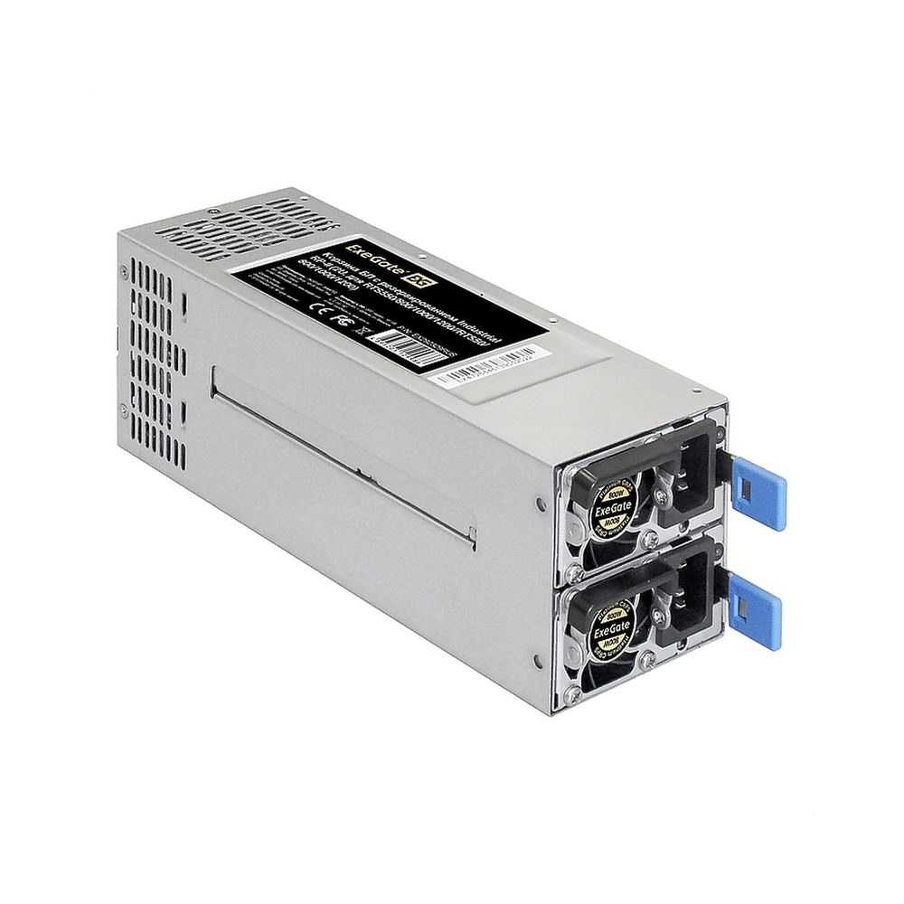 Серверный БП с резервированием 2U Redundant 2x800W ExeGate EX292322RUS Industrial-RTS800 (APFC, КПД 94% (80 PLUS Platinum), 4 cm fan, 24pin, 2x(4+4)pin, 2PCIe, 2SATA, 6IDE, Cable Management)