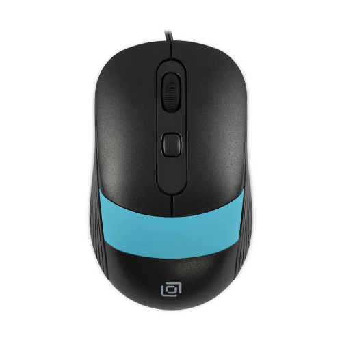 Мышь Оклик 310M черный/синий оптическая USB (3but)