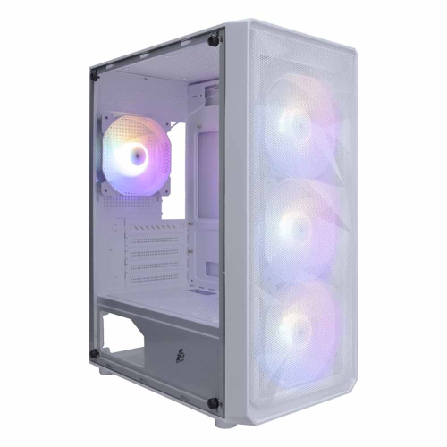 Корпус 1STPLAYER FD3-M White / mATX / 4x120mm LED fans