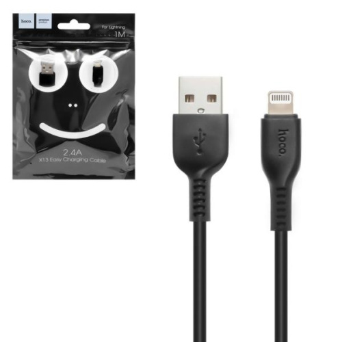 Кабель USB 2.0 hoco X13, AM/Lightning M, черный, 1м