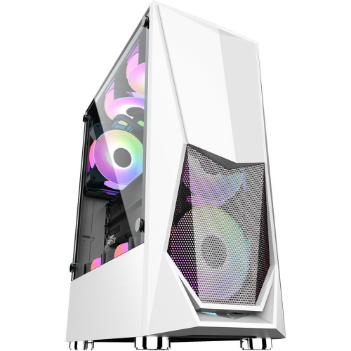 Корпус 1stPlayer DK-3 White l ATX, tempered glass l 3x120mm LED fans