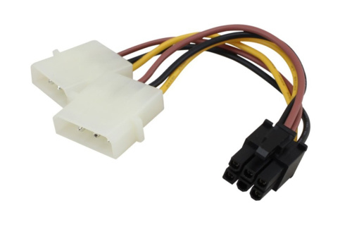 Переходник питания Molex x2 to 6 pin PCI-E 15см