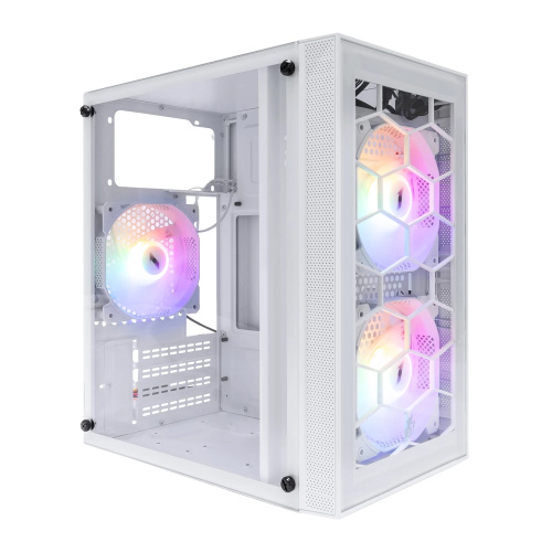 Корпус 1STPLAYER FIREBASE X1 White / mATX / 3x120mm LED fans