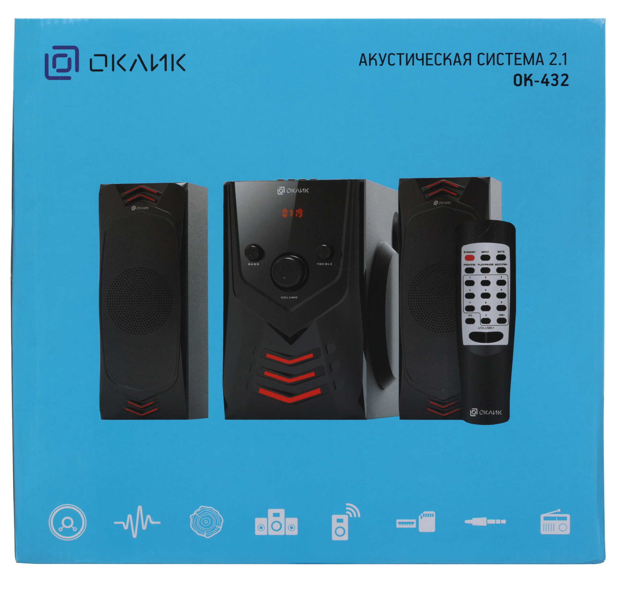 Колонки Oklick OK-432 2.1 черный 25Вт — KSKSHOP.RU