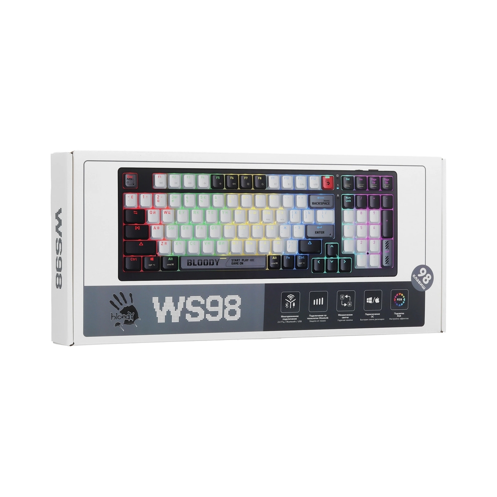 Клавиатура беспроводная A4Tech Bloody WS98, черный/серый — KSKSHOP.RU