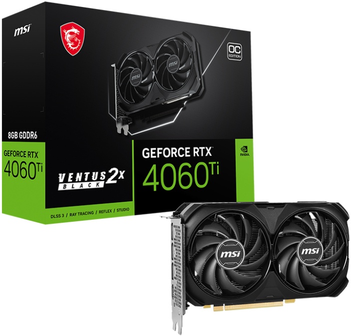 Видеокарта MSI GeForce RTX 4060 Ti VENTUS 2X BLACK OC [GeForce RTX 4060 Ti VENTUS 2X BLACK 8G OC] — KSKSHOP.RU