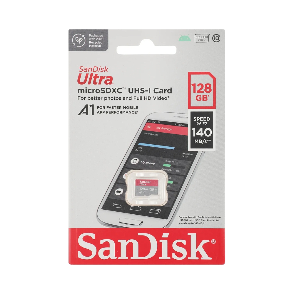 Карта памяти SanDisk Ultra microSDXC [SDSQUAB-128G-GN6MN] 128GB — KSKSHOP.RU