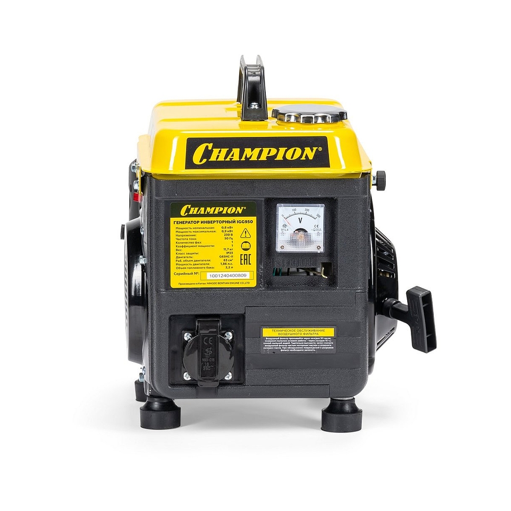 Генератор CHAMPION IGG9500.8/0.9кВт 1.86лс 2.2л 11.7кг 12v — KSKSHOP.RU