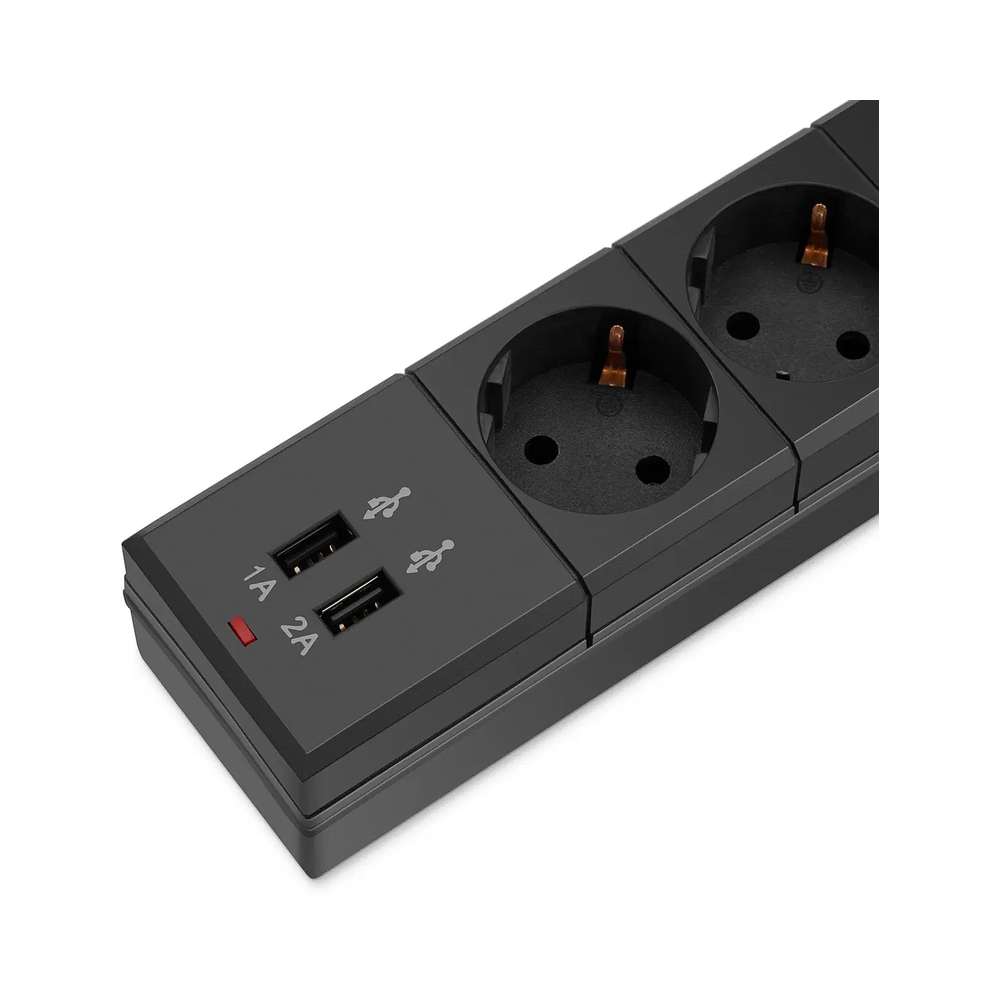 Сетевой фильтр Buro BU-SP3_USB_2A-B 3м (6 розеток) черный (коробка) — KSKSHOP.RU