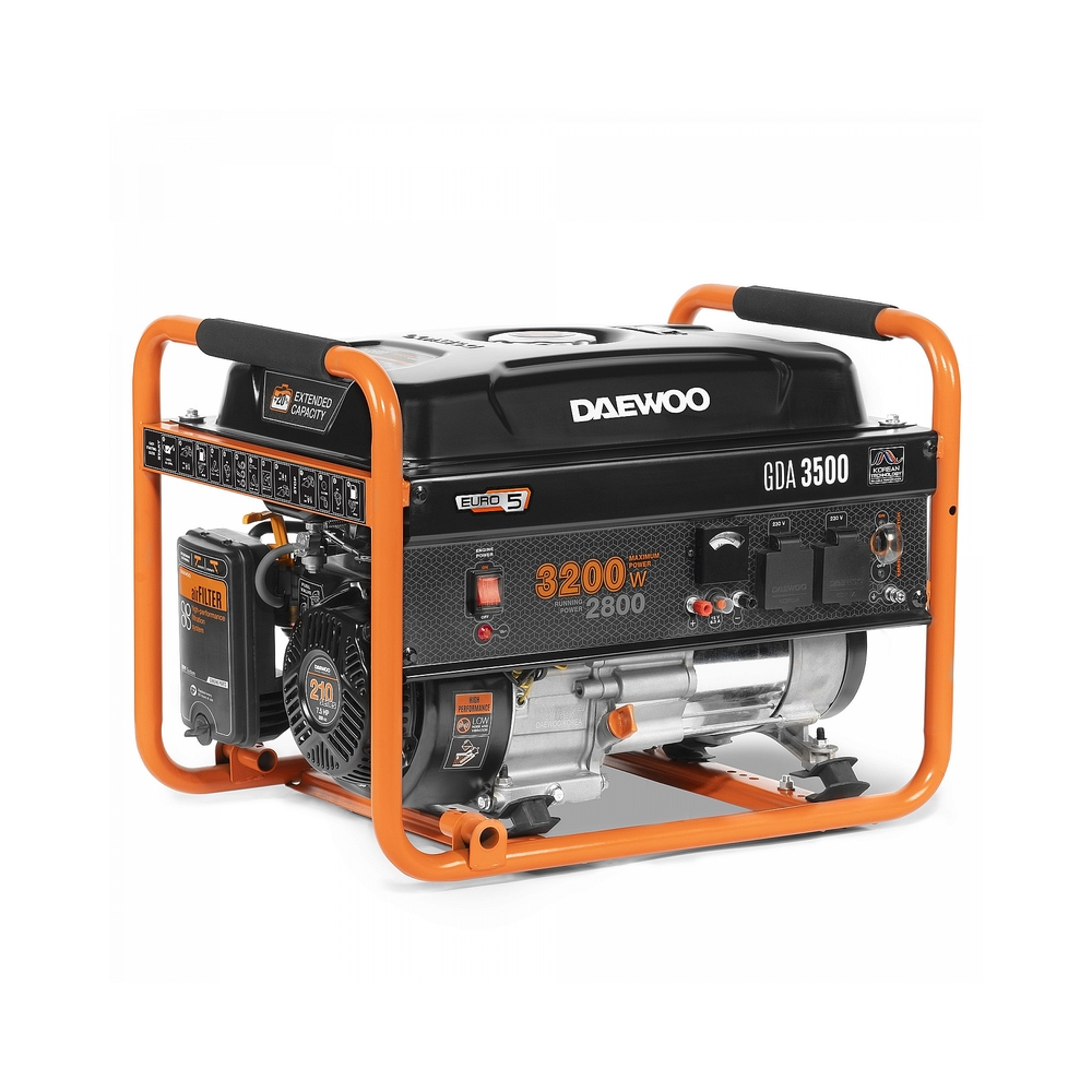 Генератор DAEWOO GDA 3500 2.8/3.2кВт 230В 208см3 7.0лс 15л 2х230В 38кг — KSKSHOP.RU