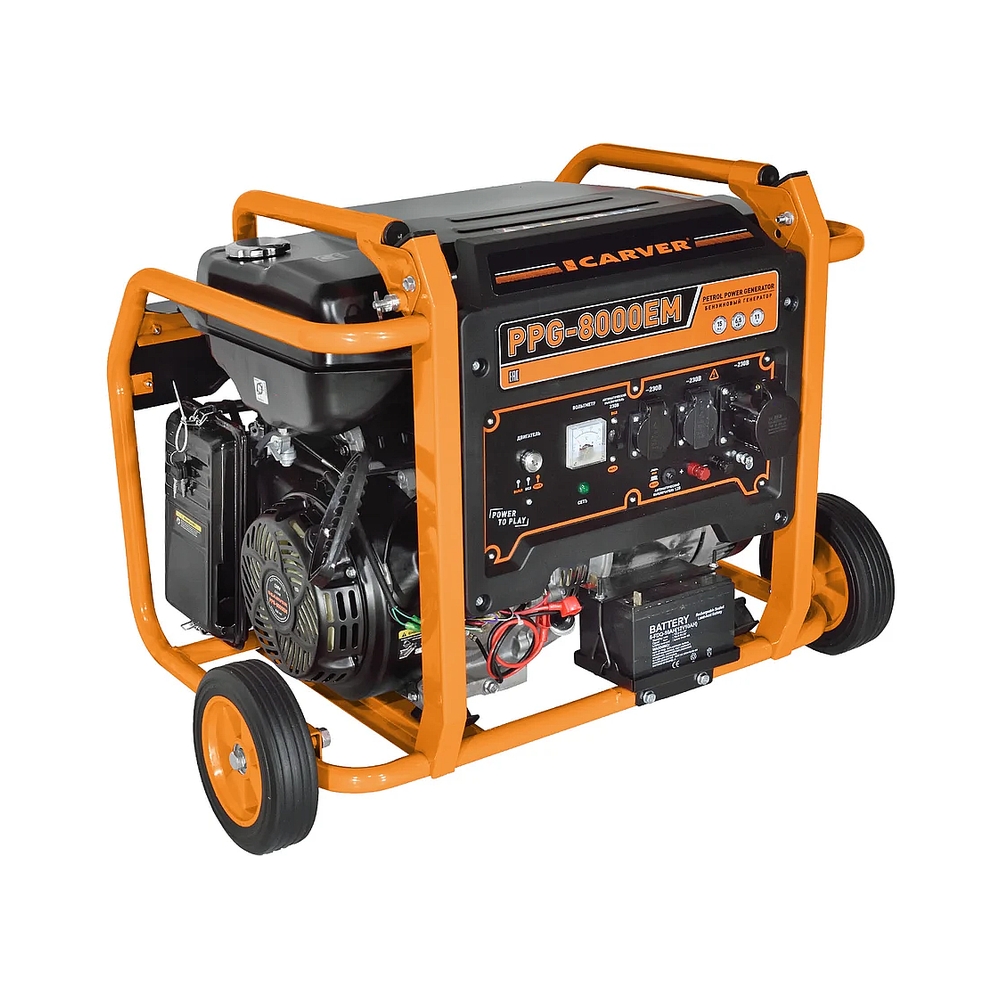 Электрогенератор бензиновый Carver PPG-8000ЕM, 6.5 кВт, 74 дБ, 89 кг — KSKSHOP.RU