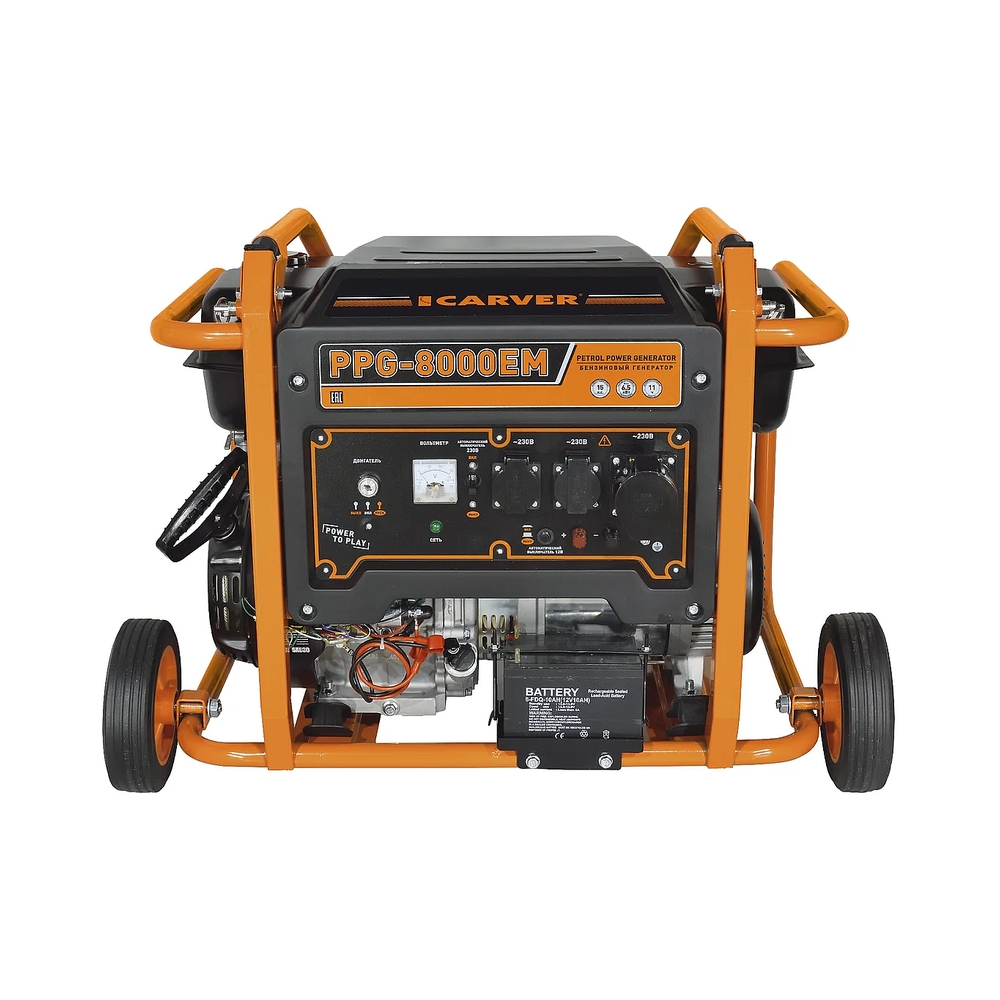 Электрогенератор бензиновый Carver PPG-8000ЕM, 6.5 кВт, 74 дБ, 89 кг — KSKSHOP.RU