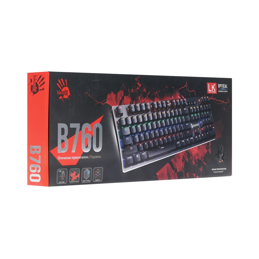Клавиатура механическая A4Tech B760, черный/серый — KSKSHOP.RU