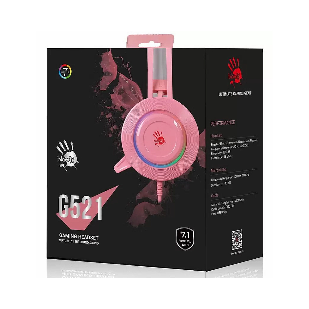 картинка Наушники с микрофоном A4 Bloody G521 розовый от магазина Одежда+