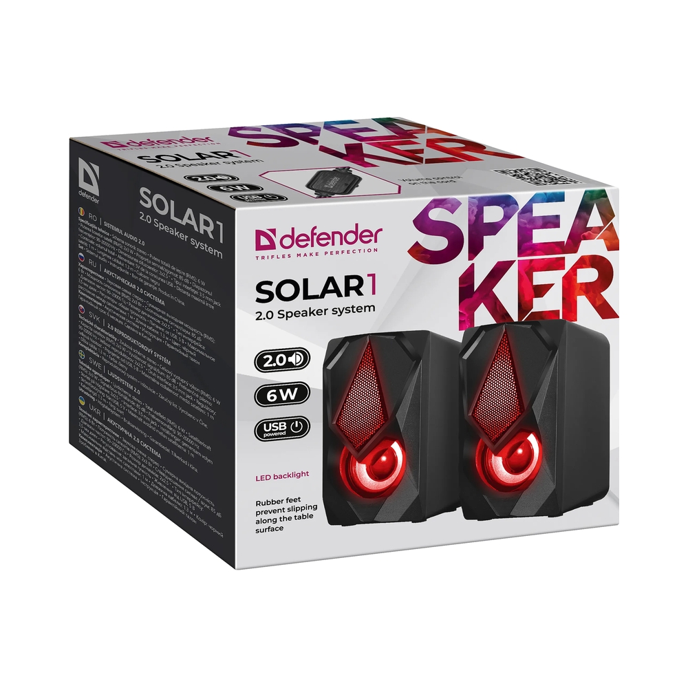 Акустическая система DEFENDER SOLAR (2.0, 2x3Вт) — KSKSHOP.RU