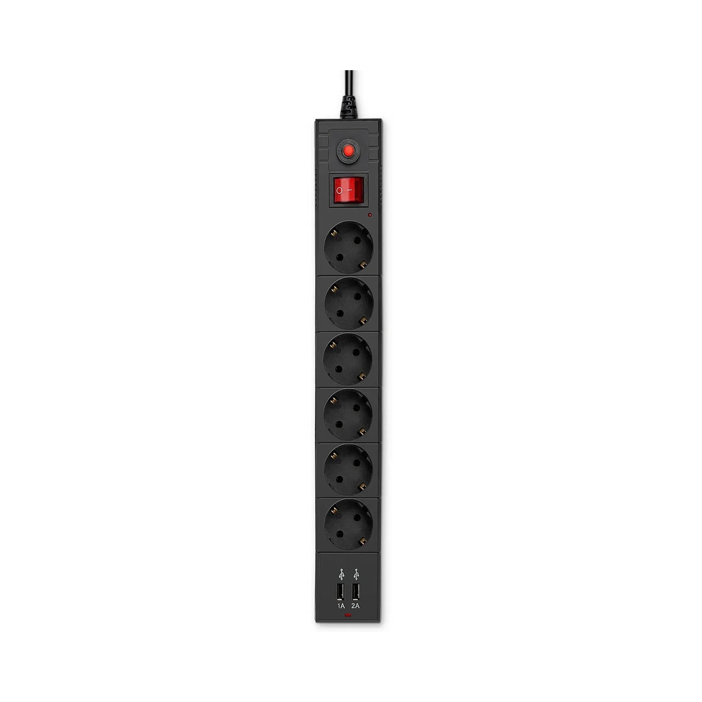Сетевой фильтр Buro BU-SP3_USB_2A-B 3м (6 розеток) черный (коробка) — KSKSHOP.RU