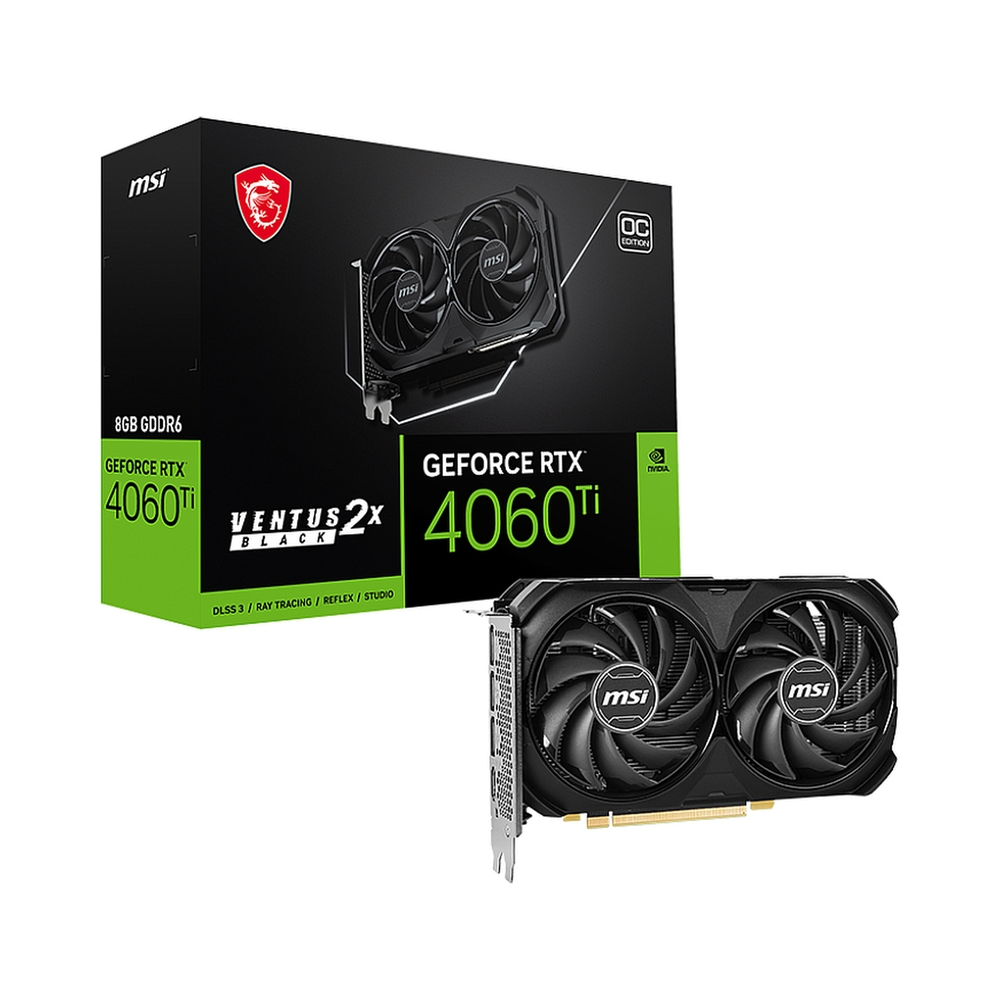 Видеокарта MSI GeForce RTX 4060 Ti VENTUS 2X BLACK OC [GeForce RTX 4060 Ti VENTUS 2X BLACK 8G OC] — KSKSHOP.RU