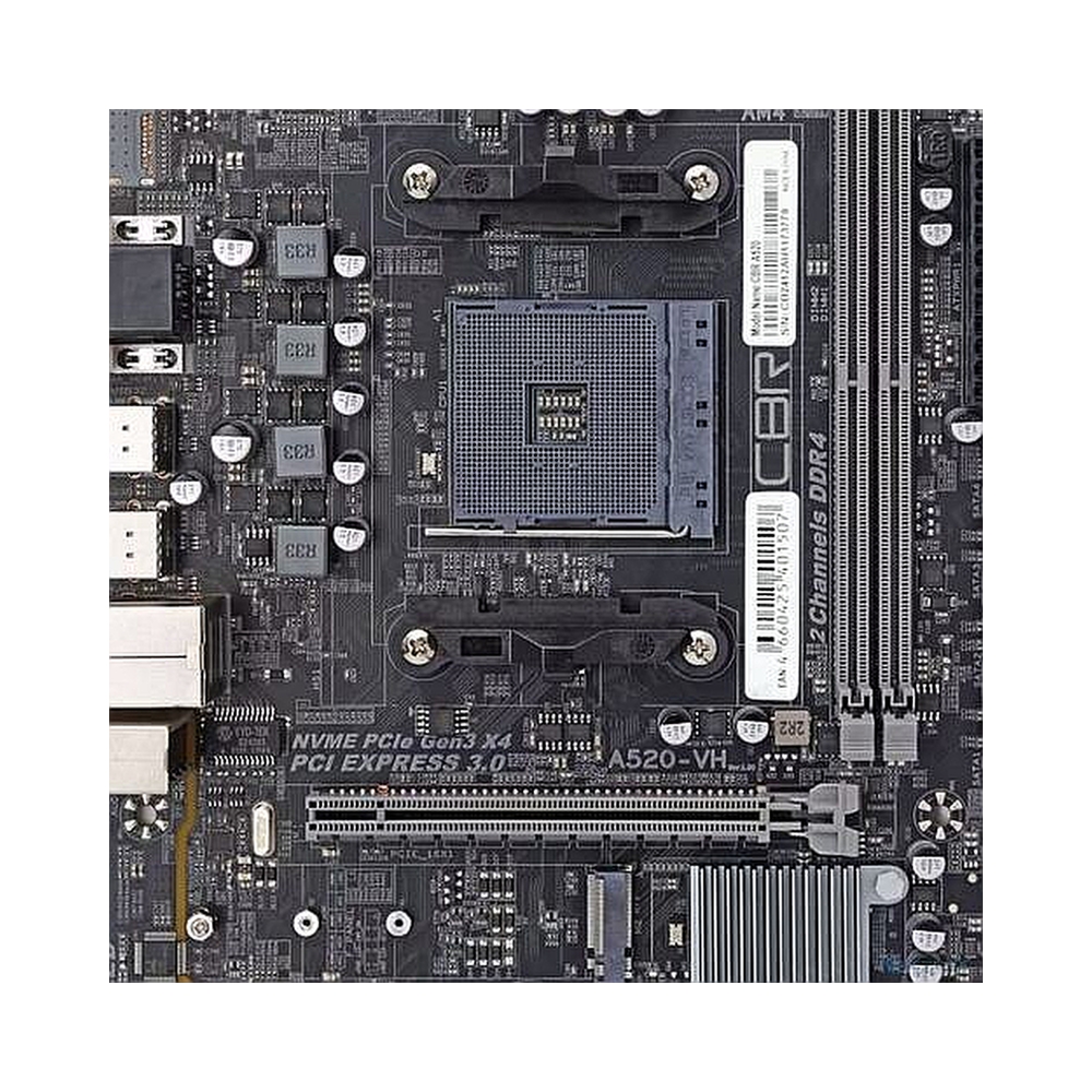 Материнская плата CBR A520, AM4, AMD A520, 2xDDR4, 4xSATA, 1xM.2, 1xPCIe x16, 1xPCIe x1, 1xVGA, 1xHDMI, 1x1Gb LAN, 2xUSB 2.0, 4xUSB 3.0, 5.1, mATX — KSKSHOP.RU