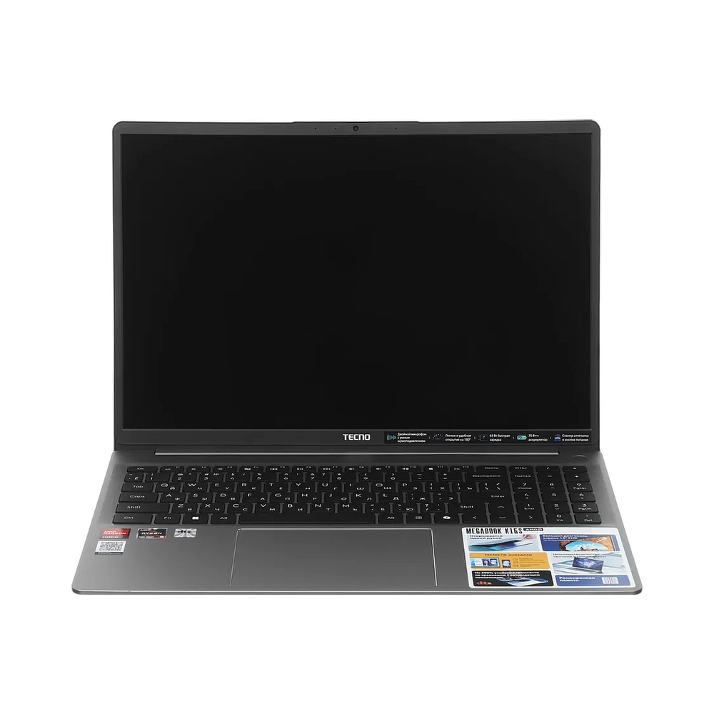 Ноутбук Tecno MegaBook K16SDA Ryzen 5 7430U 8Gb SSD512Gb AMD Radeon Graphics 16" IPS WUXGA (1920x1200) Windows 11 Home grey WiFi BT Cam 6060mAh (71005000523) — KSKSHOP.RU
