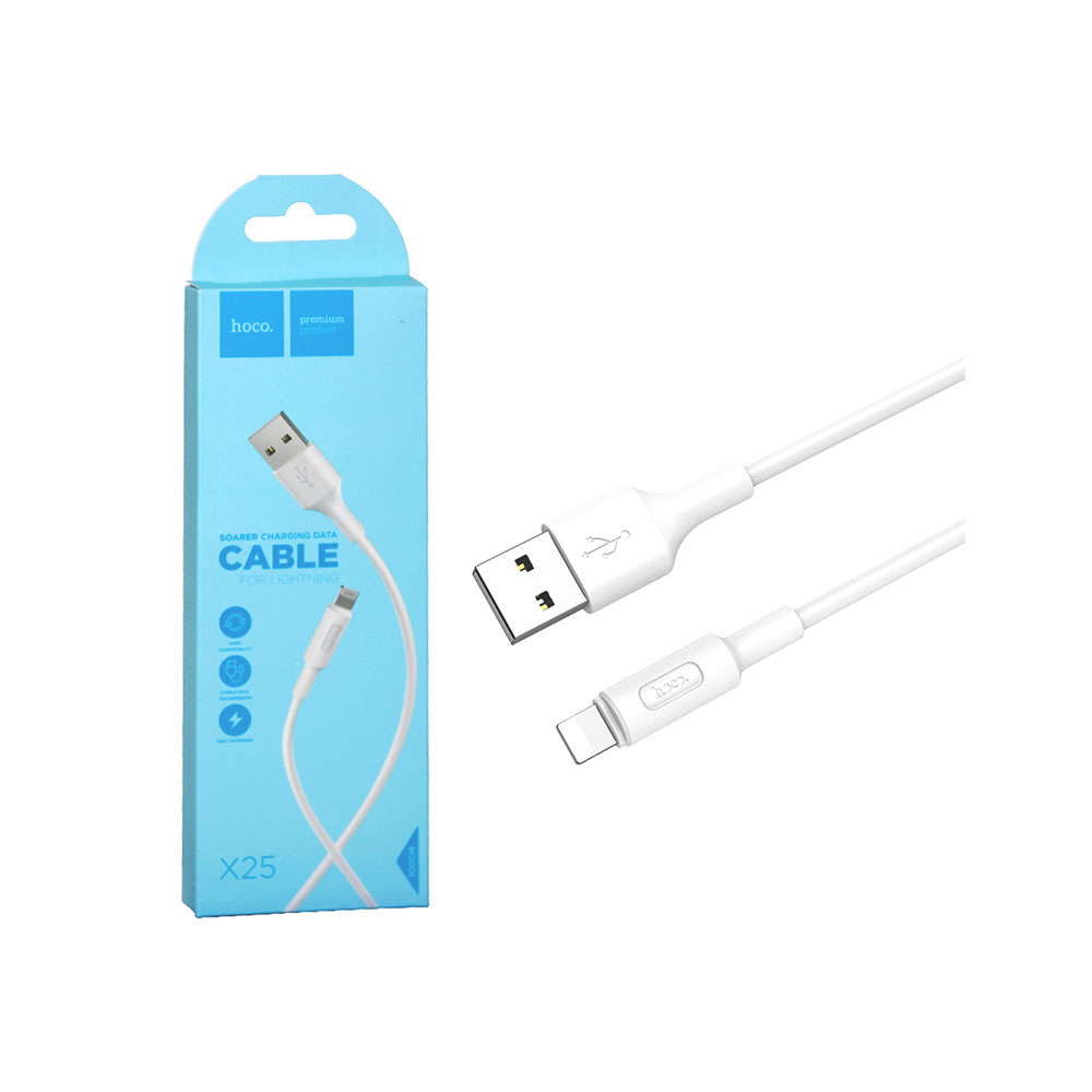 Кабель USB 2.0 hoco X25, AM/Lightning M, белый, 1м — KSKSHOP.RU