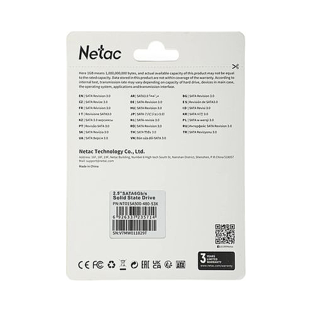 Накопитель SSD Netac SATAIII SA500 [NT01SA500-480-S3X] 480GB — KSKSHOP.RU