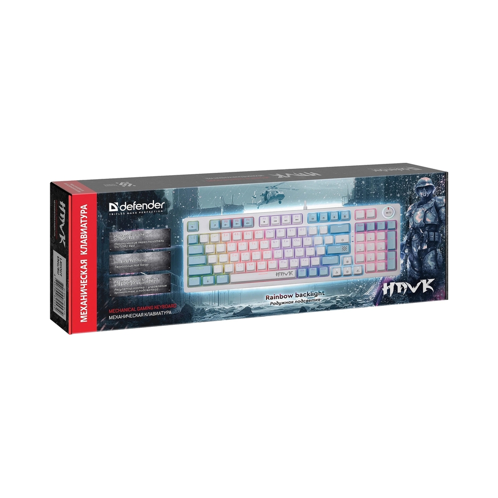 Механическая клавиатура Defender Hawk GK-418, белый/голубой — KSKSHOP.RU