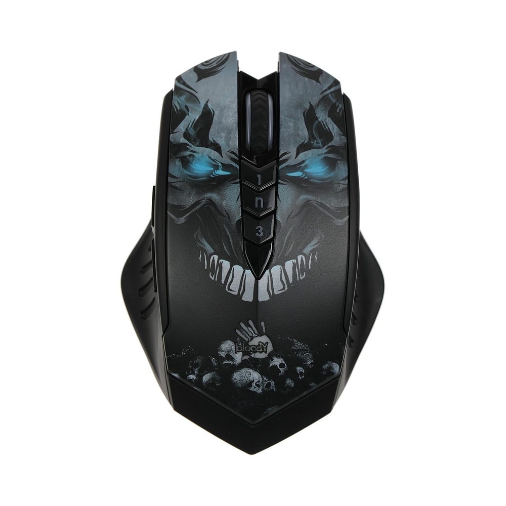Мышь беспроводная A4Tech Bloody R80 Plus Skull, чёрный/рисунок — KSKSHOP.RU
