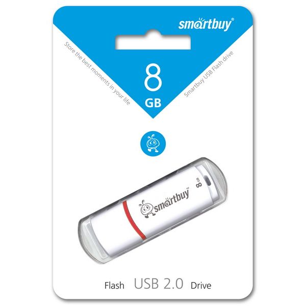 Флеш-накопитель Smartbuy 8Gb USB2.0 Crown Белый — KSKSHOP.RU