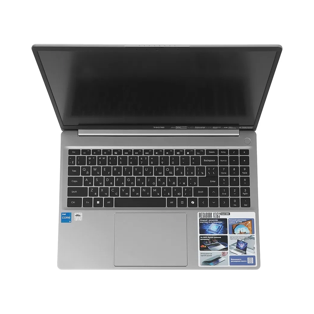 Ноутбук Tecno MegaBook K16SAA Core i5 13420H 8Gb SSD512Gb Intel UHD Graphics 16" IPS WUXGA (1920x1200) Windows 11 Home grey WiFi BT Cam 6060mAh (71005000618) — KSKSHOP.RU