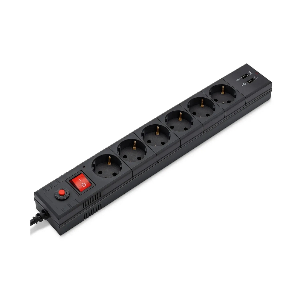 Сетевой фильтр Buro BU-SP3_USB_2A-B 3м (6 розеток) черный (коробка) — KSKSHOP.RU