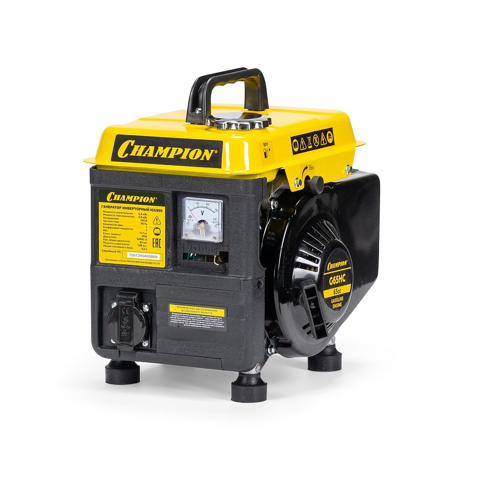 Генератор CHAMPION IGG9500.8/0.9кВт 1.86лс 2.2л 11.7кг 12v — KSKSHOP.RU