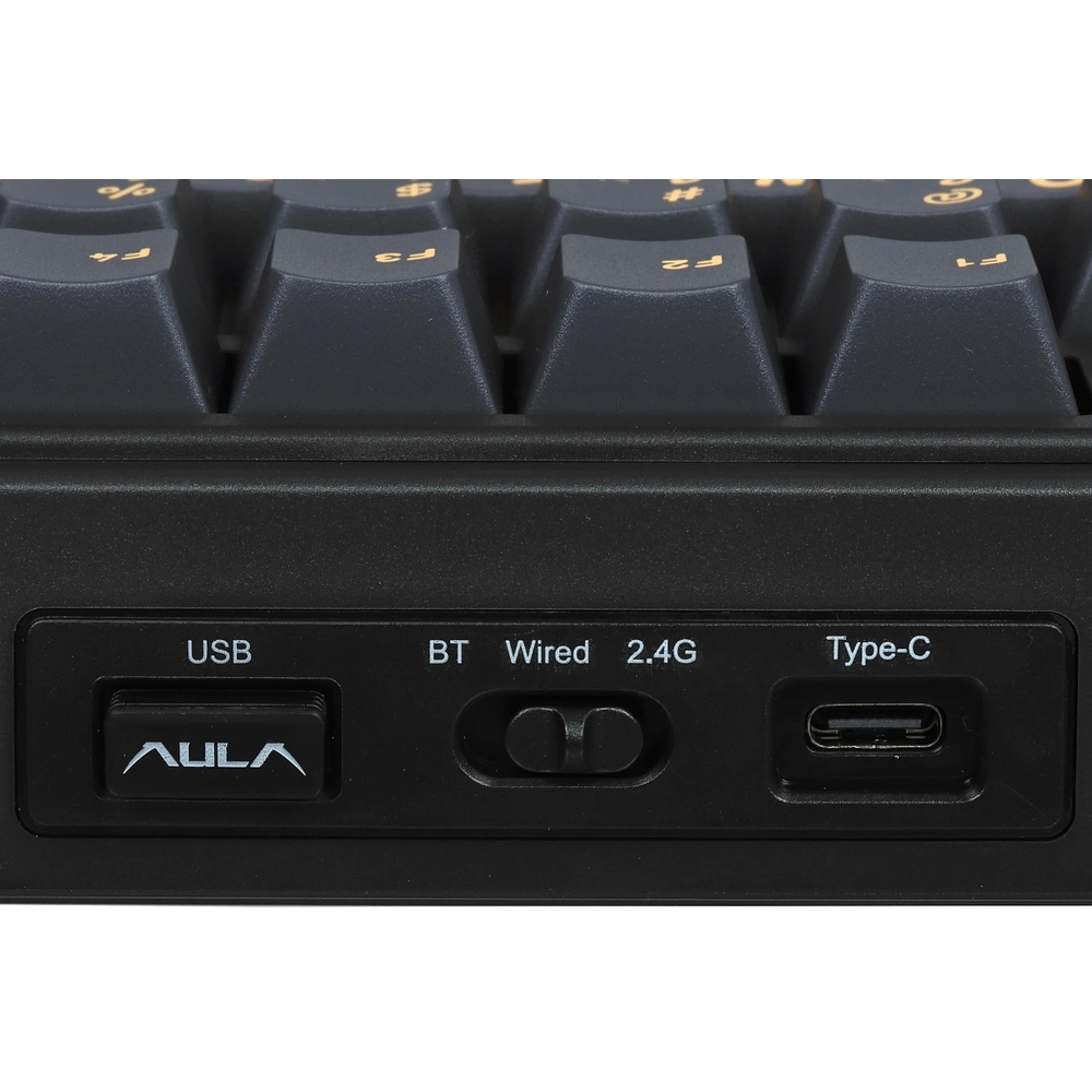 картинка Клавиатура беспроводная AULA F75 Черный/желтый (USB, Bluetooth/Радиоканал) от магазина Одежда+