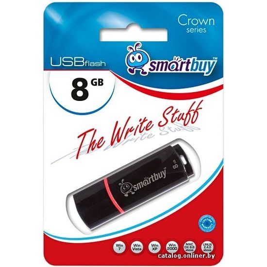 Флеш-накопитель Smartbuy 8Gb USB2.0 Crown Черный — KSKSHOP.RU
