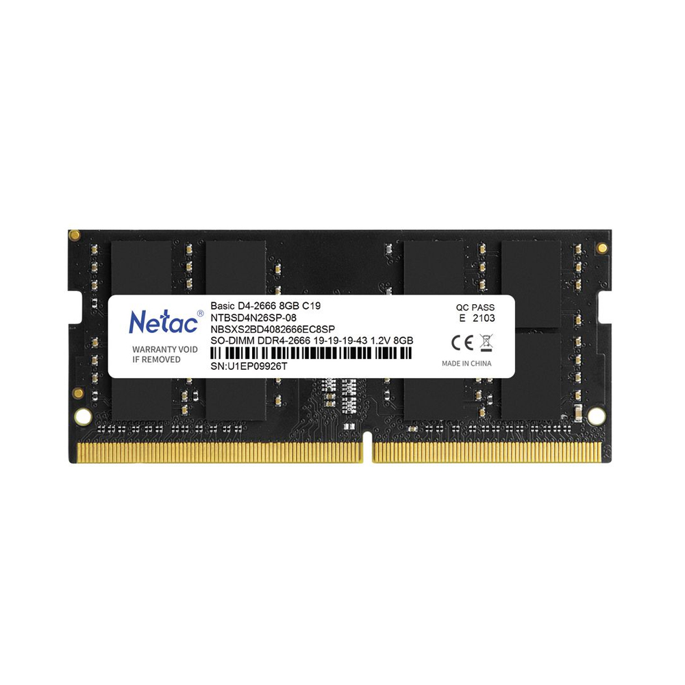 Оперативная память SODIMM Netac Basic [NTBSD4N32SP-08] 8 ГБ DDR4 — KSKSHOP.RU