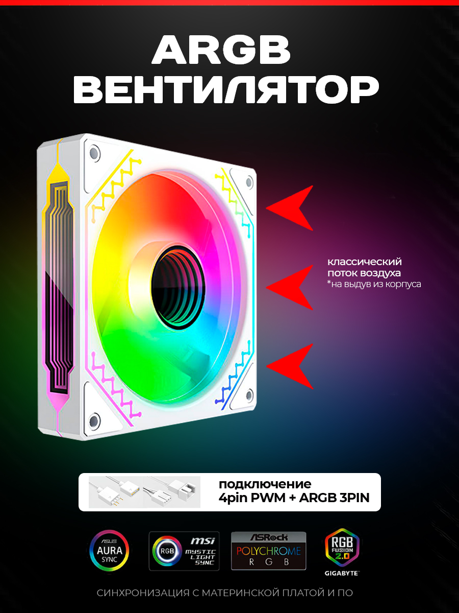 Кулер ARGB Prism 4 PRO White классический — KSKSHOP.RU