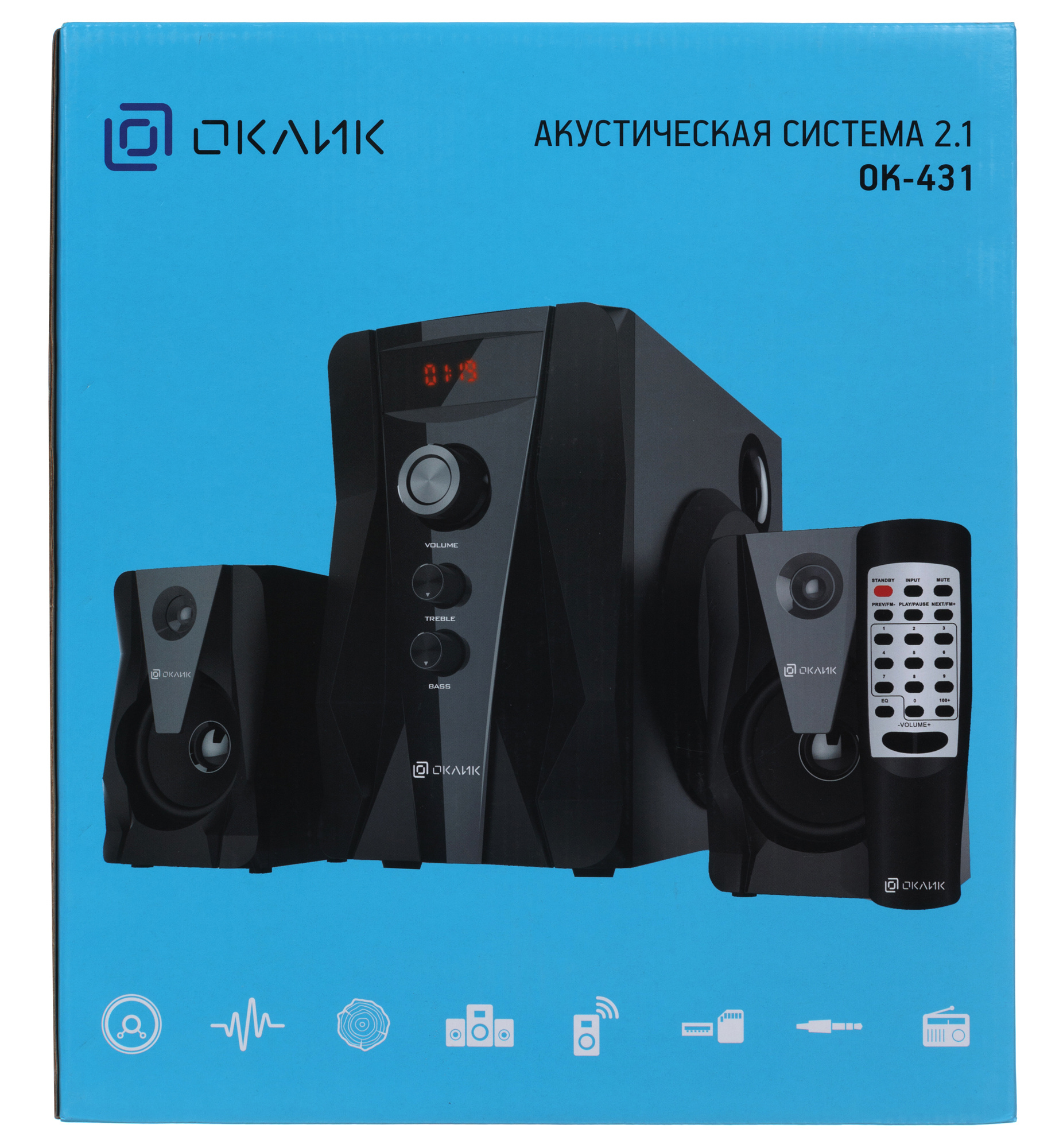 Колонки Oklick OK-431 2.1 черный 23Вт — KSKSHOP.RU