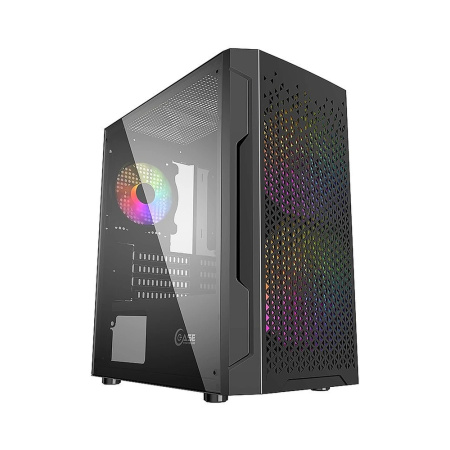 Корпус Powercase Mistral Micro Z3B Mesh LED, черный
