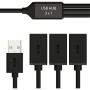 Хаб USB Hub 2.0 на 3 порта, 1.2m, гибкий, AM / 3 х AF, черный, GCR-52356